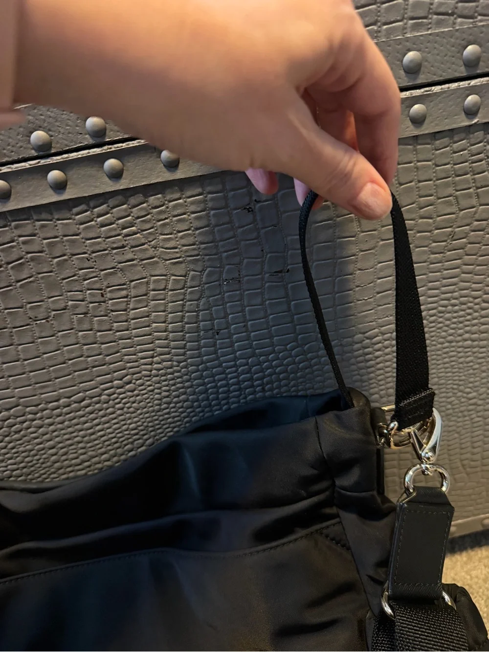 kate spade black nylon crossbody bag/baby bag with changing pad
